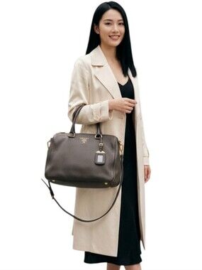 PRADA Black Leather Satchel with Gold Hardware LIKE NEW
